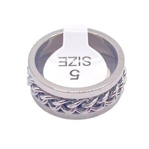 Silver Band Chain Link Fidget Ring Size 5
